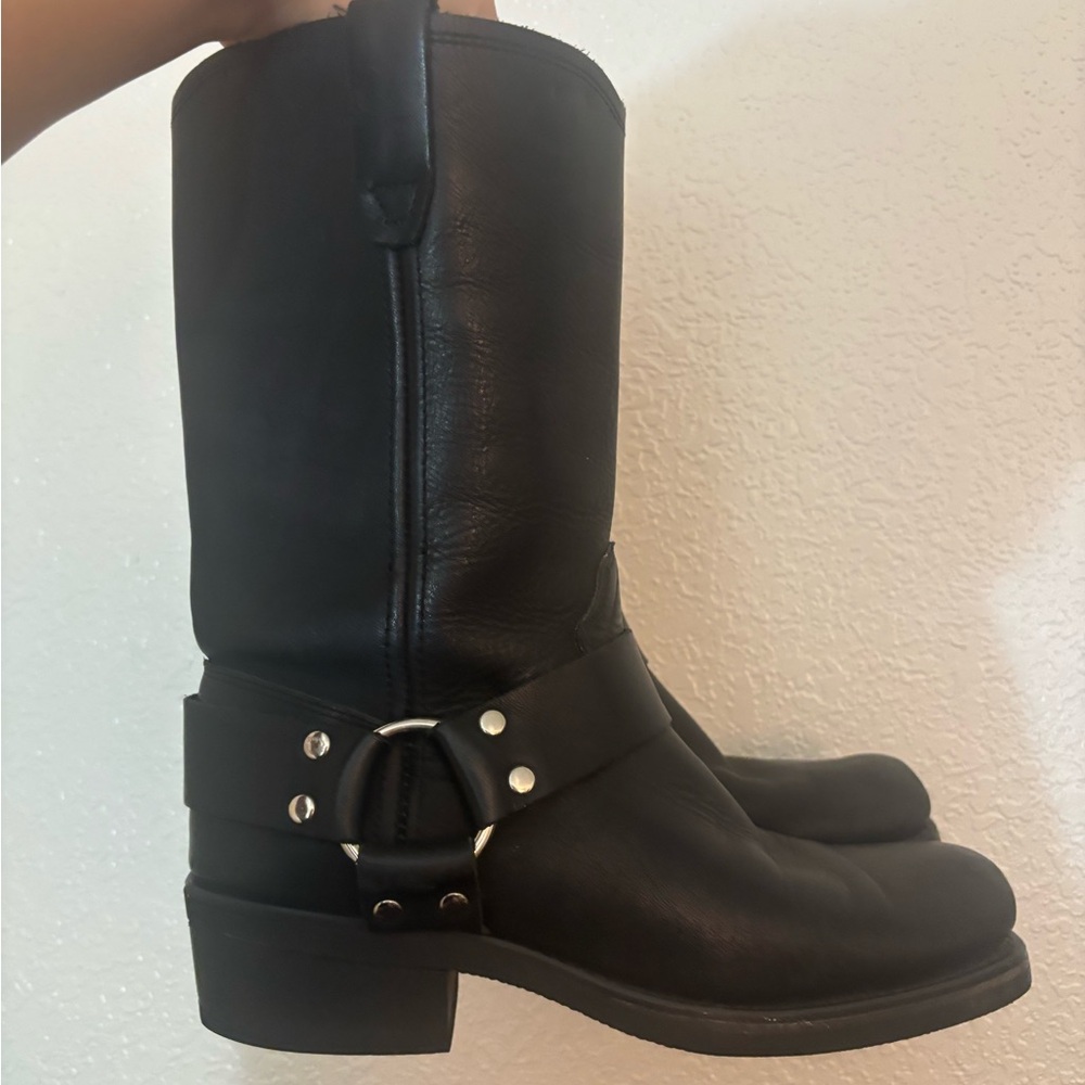Black Leather harness boots